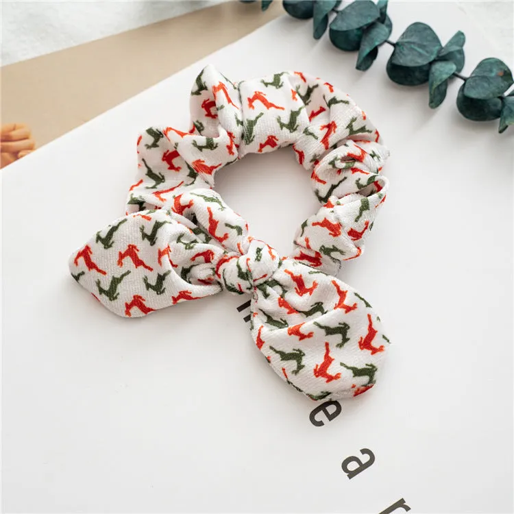 10pcs Hair Ties Christmas Flannel Rabbit Ears Girl Hair Ring