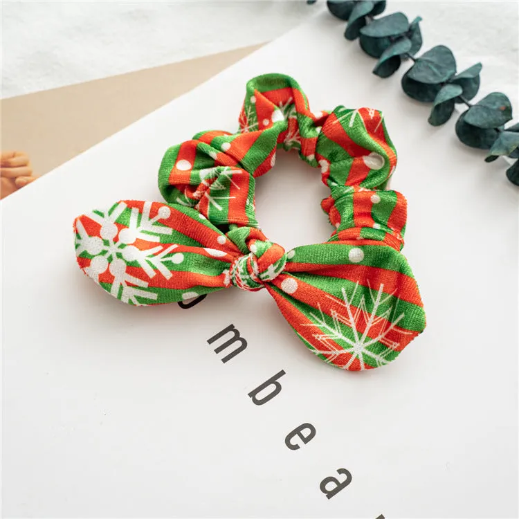 10pcs Hair Ties Christmas Flannel Rabbit Ears Girl Hair Ring