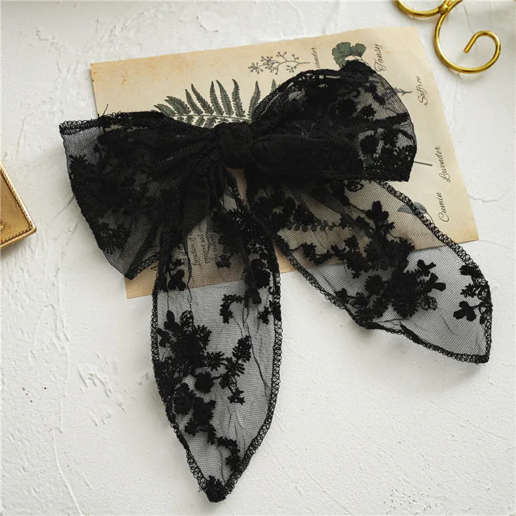 2pcs Black and White Lace Bowknot Women's Hair Band Hair Ring