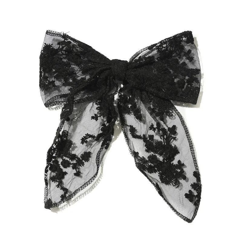 2pcs Black and White Lace Bowknot Women's Hair Band Hair Ring