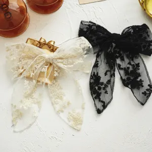 2pcs Black and White Lace Bowknot Women's Hair Band Hair Ring