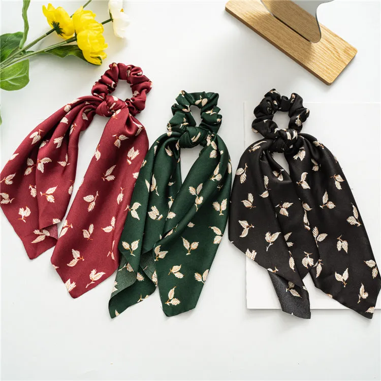 6Pcs Hair Scarf  Chiffon  Hair Bands Ponytail  Ponytail Holder Scrunchy Ties  2 in 1 Hair Bands Ponytail