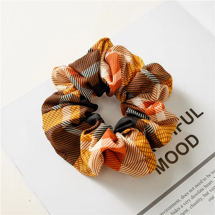 6pcs Women's Retro Hair Band Plaid Fabric Hair Ties