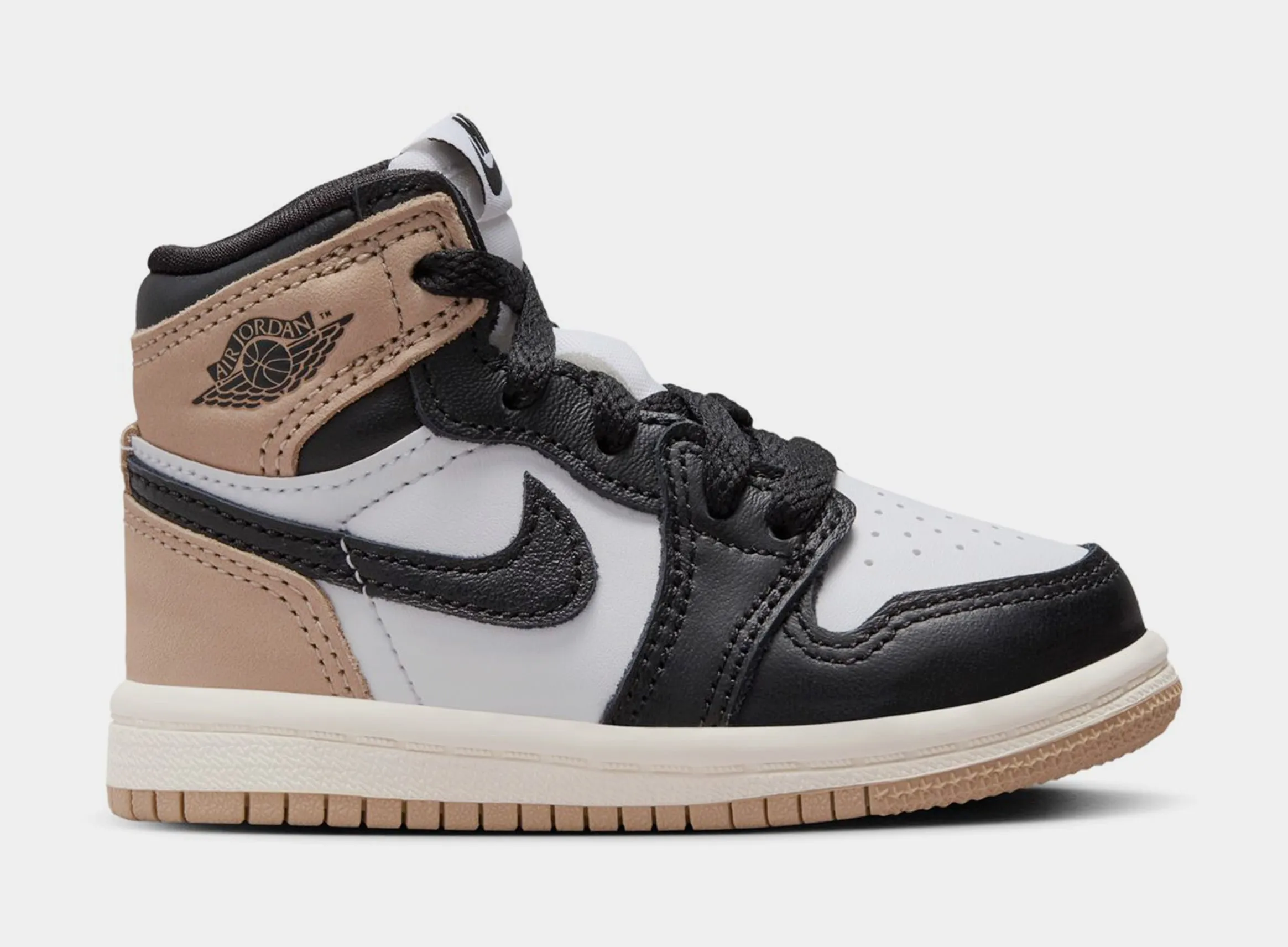 Air Jordan 1 Retro High OG Latte Infant Toddler Lifestyle Shoes (Black/Legend Medium Brown/White/Sail)