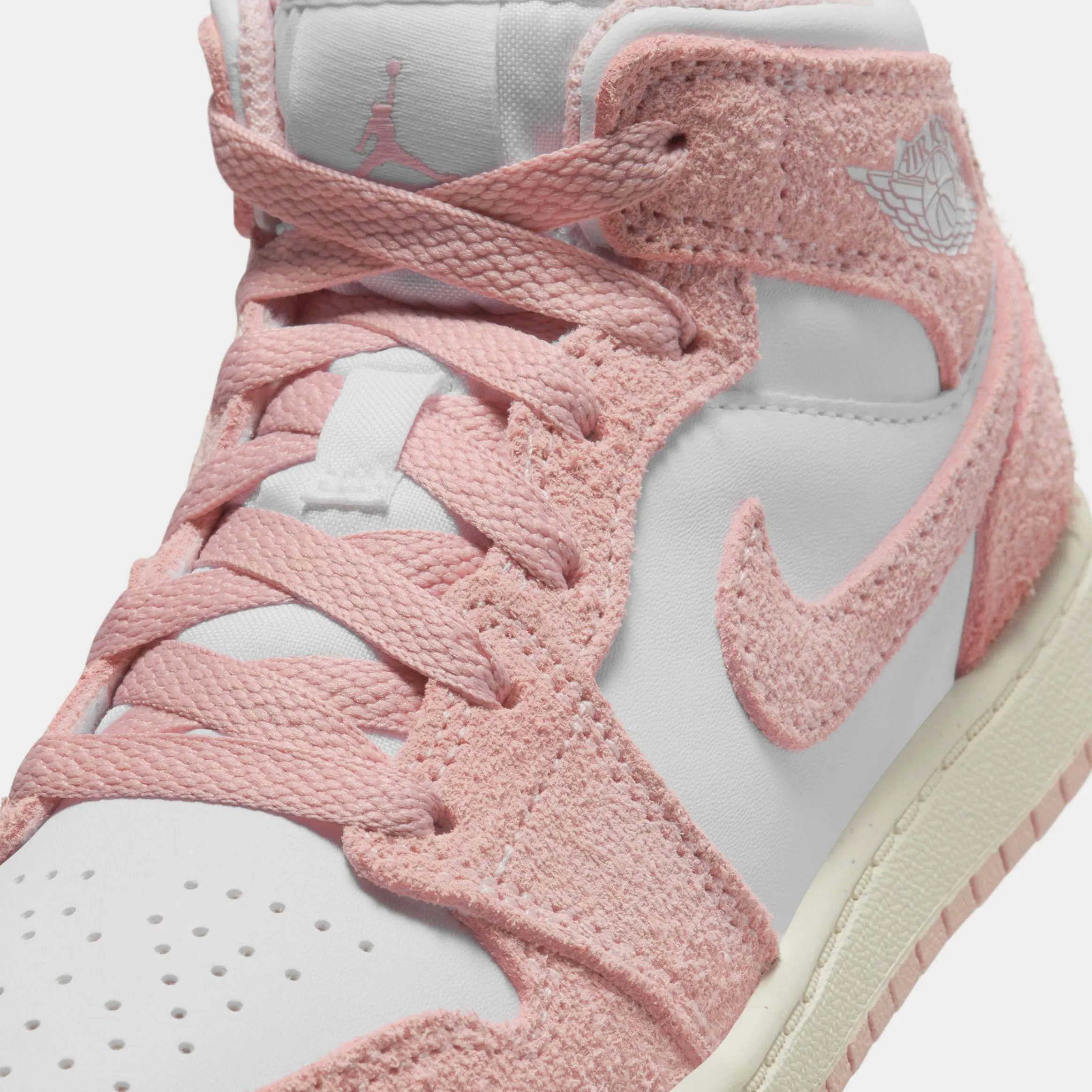 Air Jordan 1 Retro Mid SE Preschool Lifestyle Shoes (White/Legend Pink/Sail)