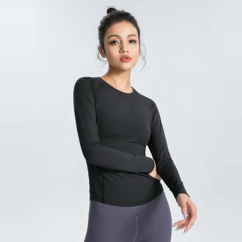 ALO yoga top cross-border slim slim skin-skin breathable elastic long-sleeved T-shirt sports running training fitness clothes