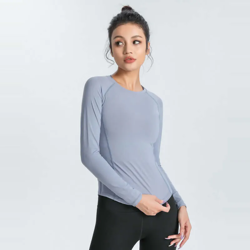 ALO yoga top cross-border slim slim skin-skin breathable elastic long-sleeved T-shirt sports running training fitness clothes