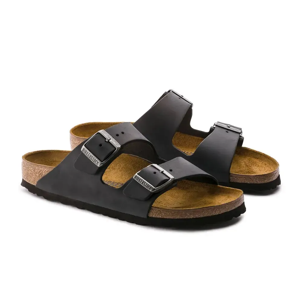 Arizona black Oiled Leather Black Sandals