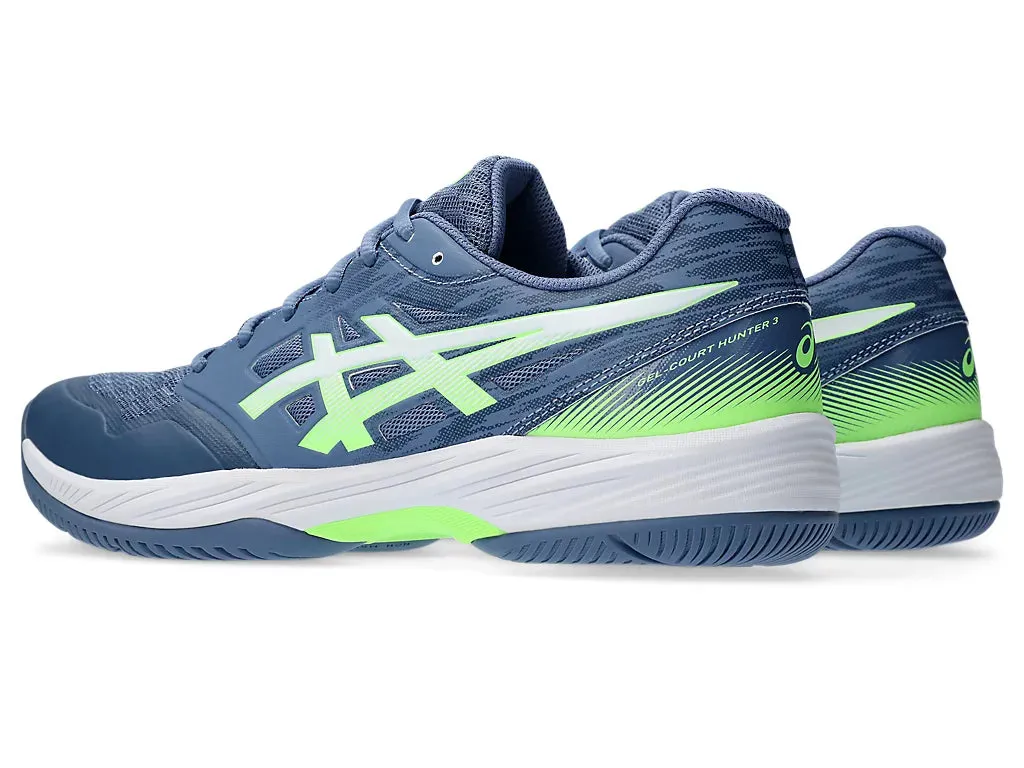 Asics Gel Court Hunter 3 Badminton Shoes - Denim Blue/Lime Burst