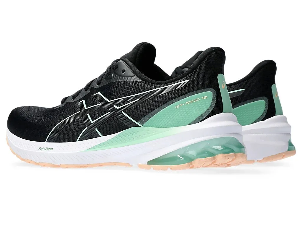 ASICS WOMEN'S GT 1000-12 BLACK/MINT SHOES