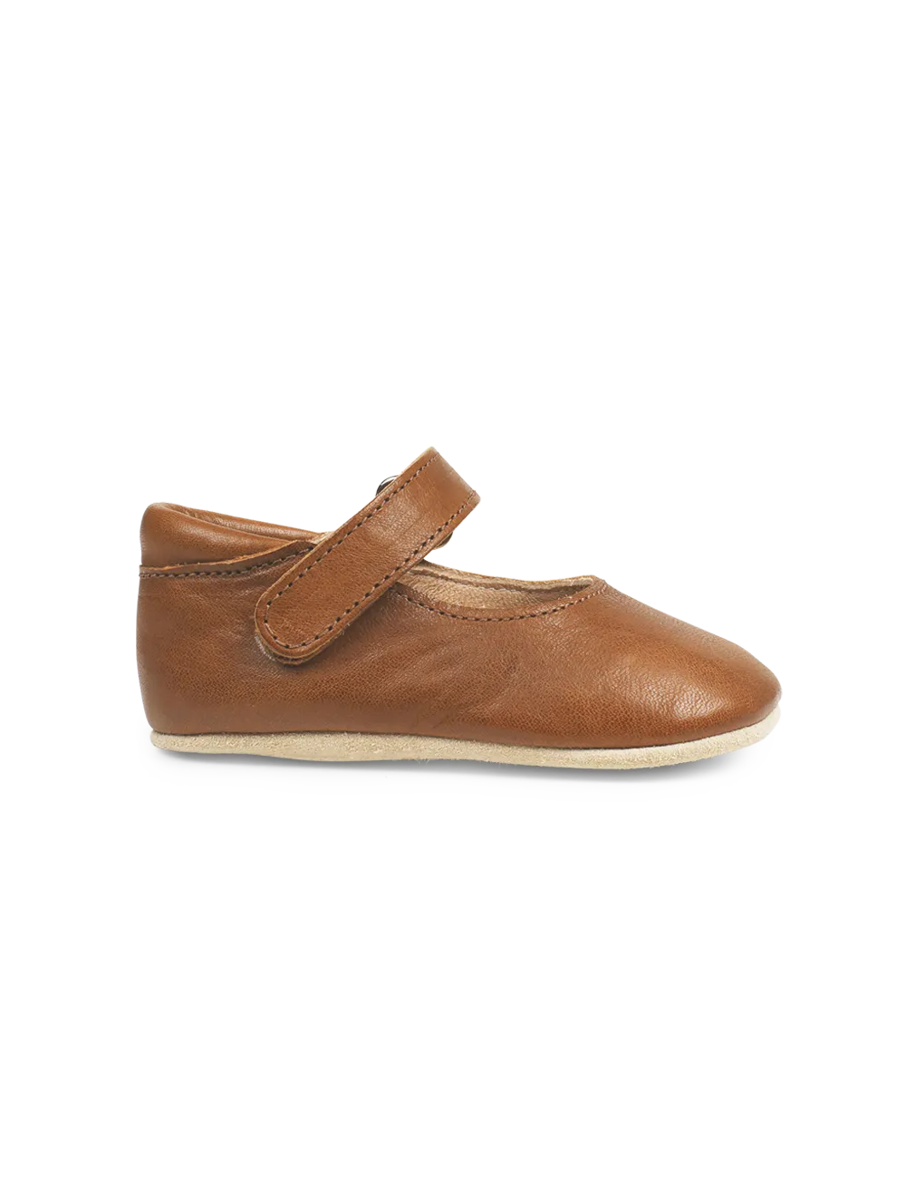 Ballerina Shoe with Velcro - Cognac