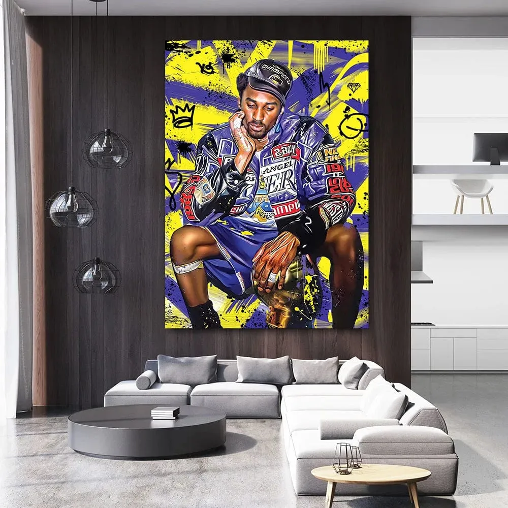 Basketball Stars Canvas Artwork Prints Kobe James Jordan Modern Wall Art