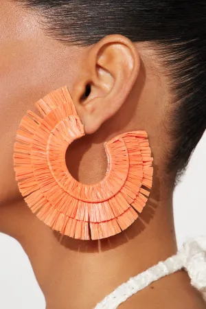 Basking In The Rays Hoop Earrings - Orange