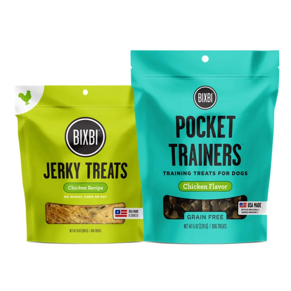 Bixbi Pocket Trainers Chicken   Jerky Original Chicken Dog Treats Bundle