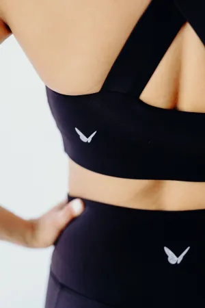 Black Cross Back Sports Bra