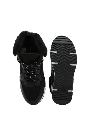 Black Faux-Fur High Top Sneaker