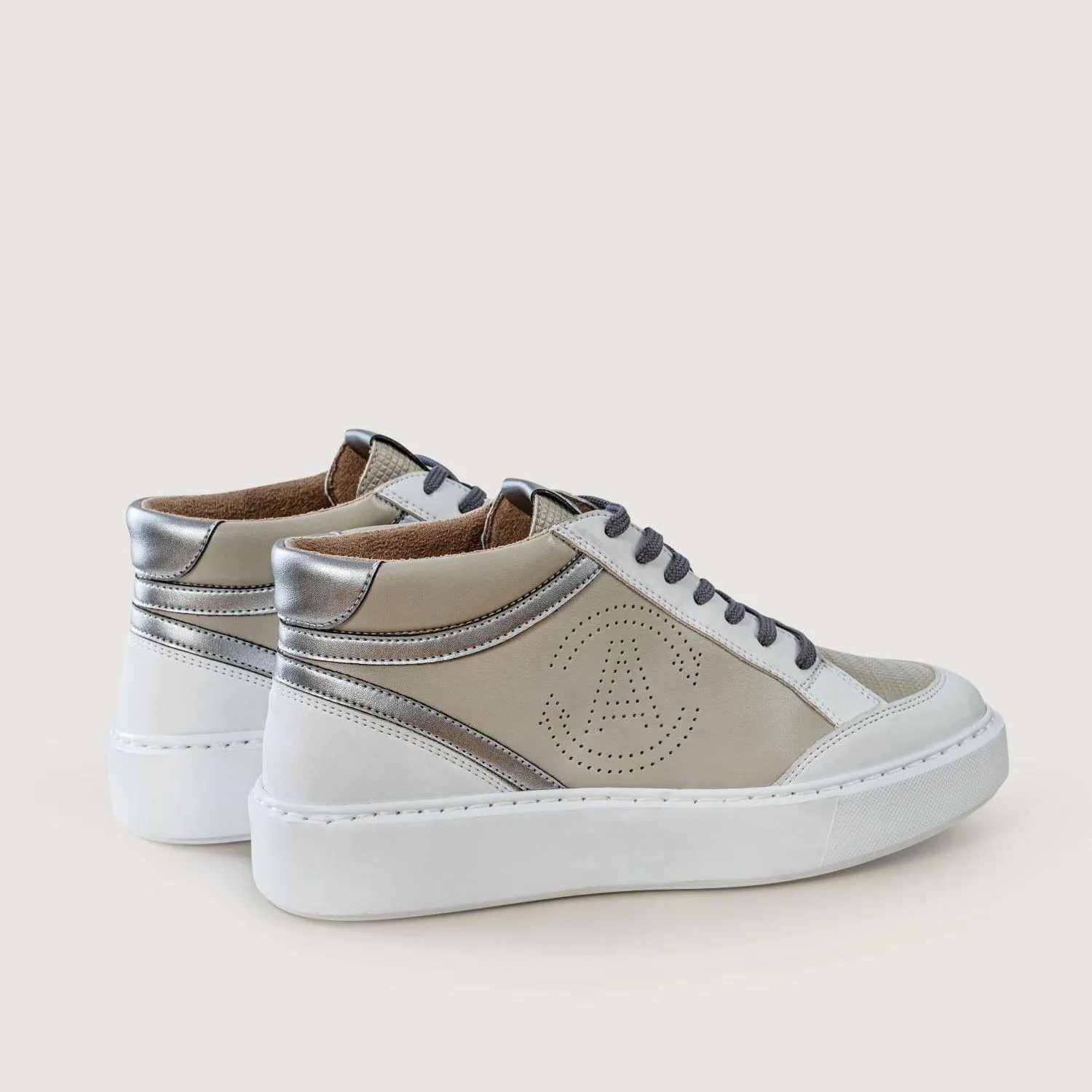 Blanka Women's Apple & Corn Leather Vegan Sneakers | Grey & White