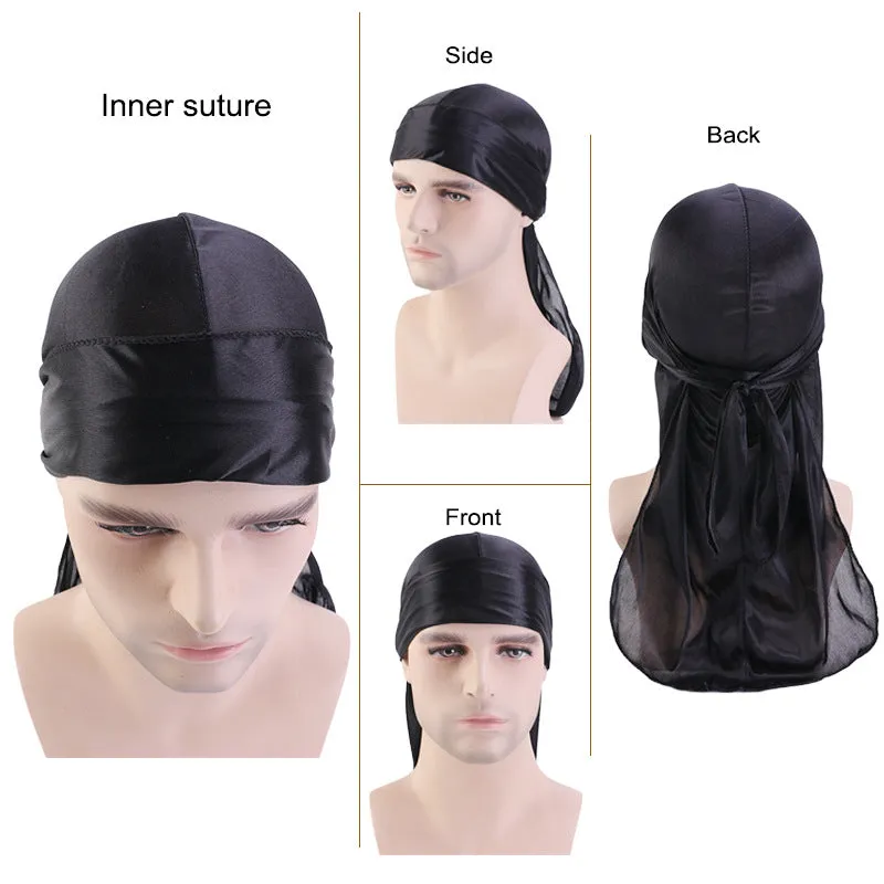 Blue Durag Silky Feel Doo Head Wrap Bandana Soft Cap Unisex Mens Womens Wrap