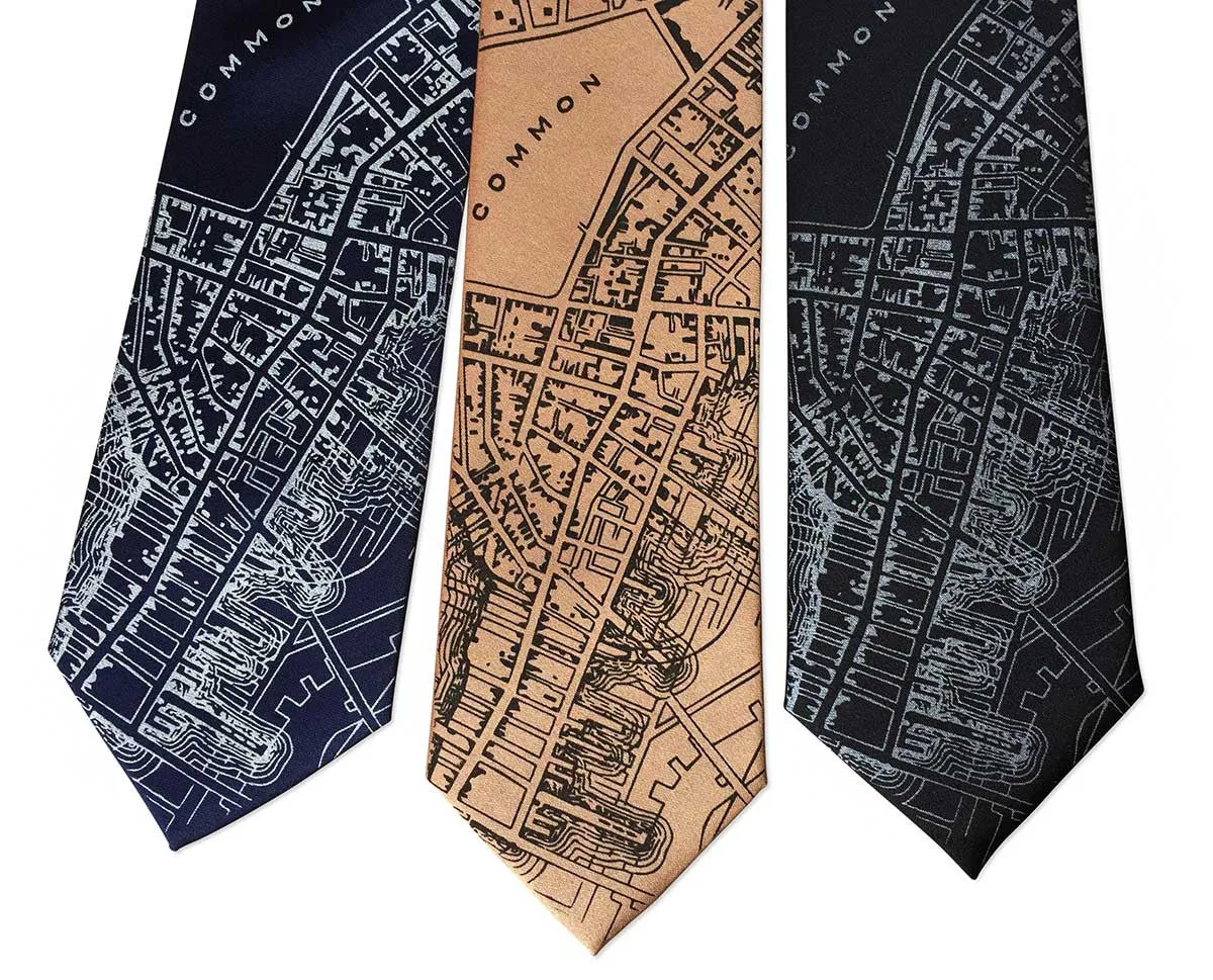 Boston Map Necktie, 1814 Vintage Map Print Tie