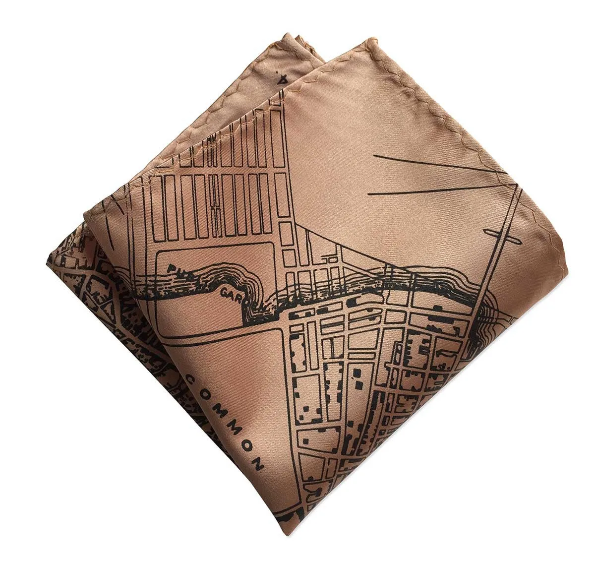 Boston Map Pocket Square. 1814 Vintage Print