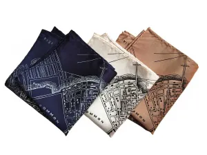 Boston Map Pocket Square. 1814 Vintage Print