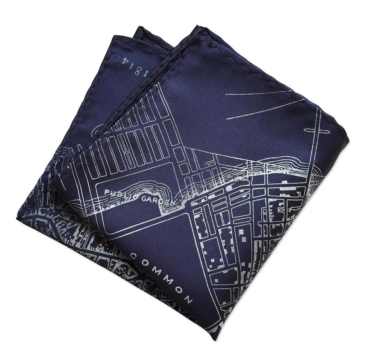 Boston Map Pocket Square. 1814 Vintage Print