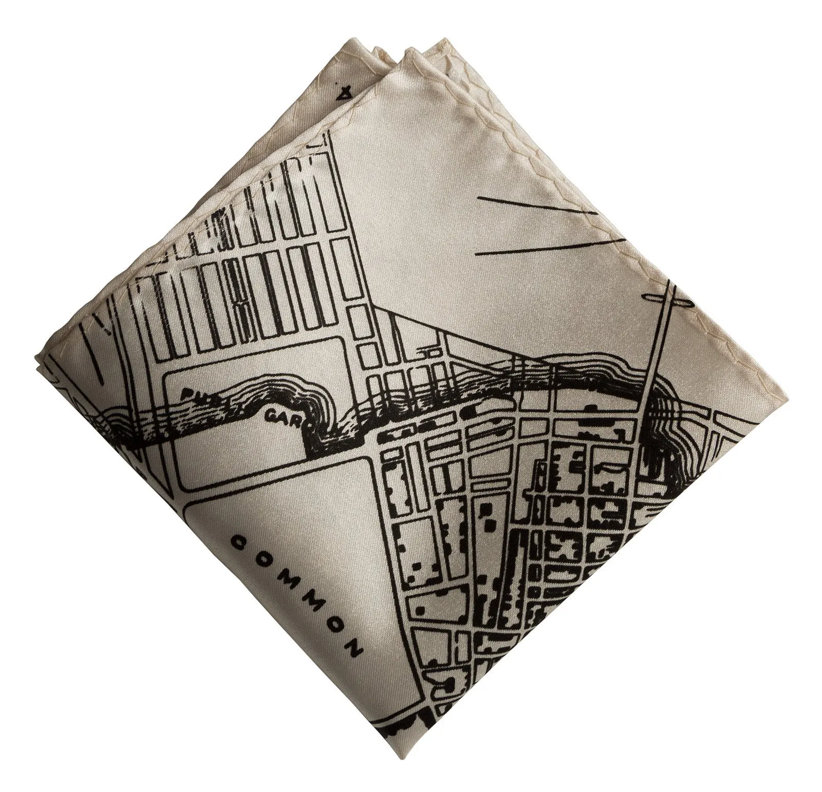 Boston Map Pocket Square. 1814 Vintage Print