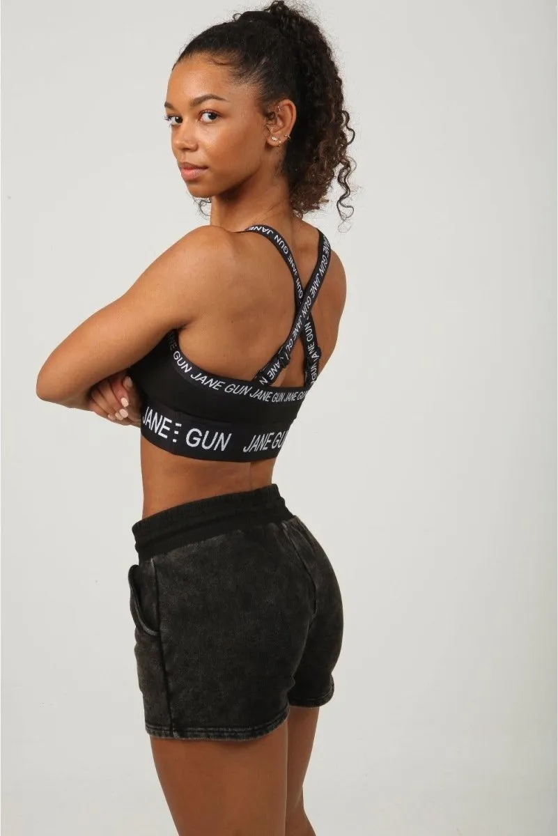 Cross Back Sports Bra - Black