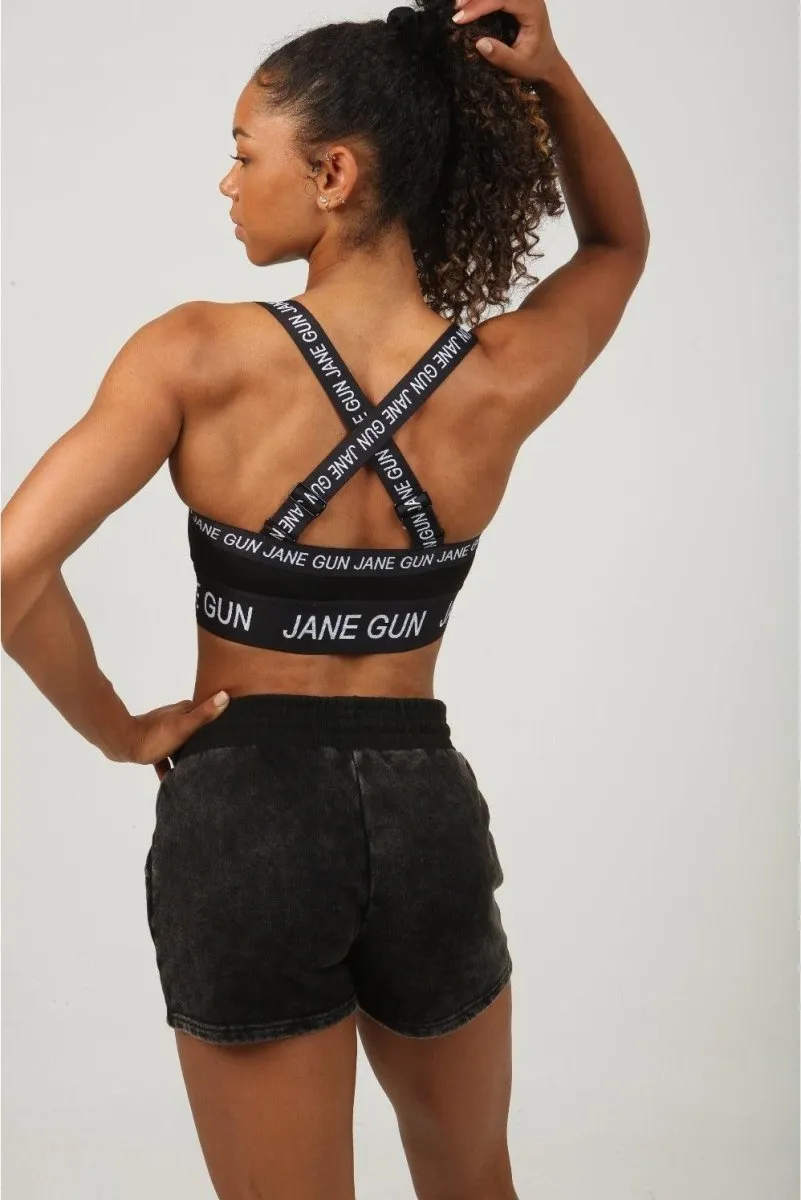 Cross Back Sports Bra - Black