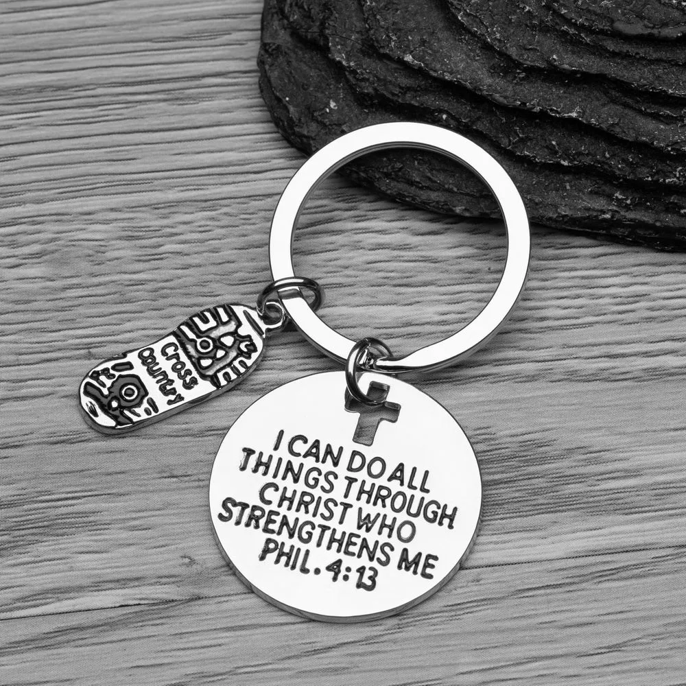 Cross Country Keychain - I Can Do All Things Through Christ Who Strengthens Me