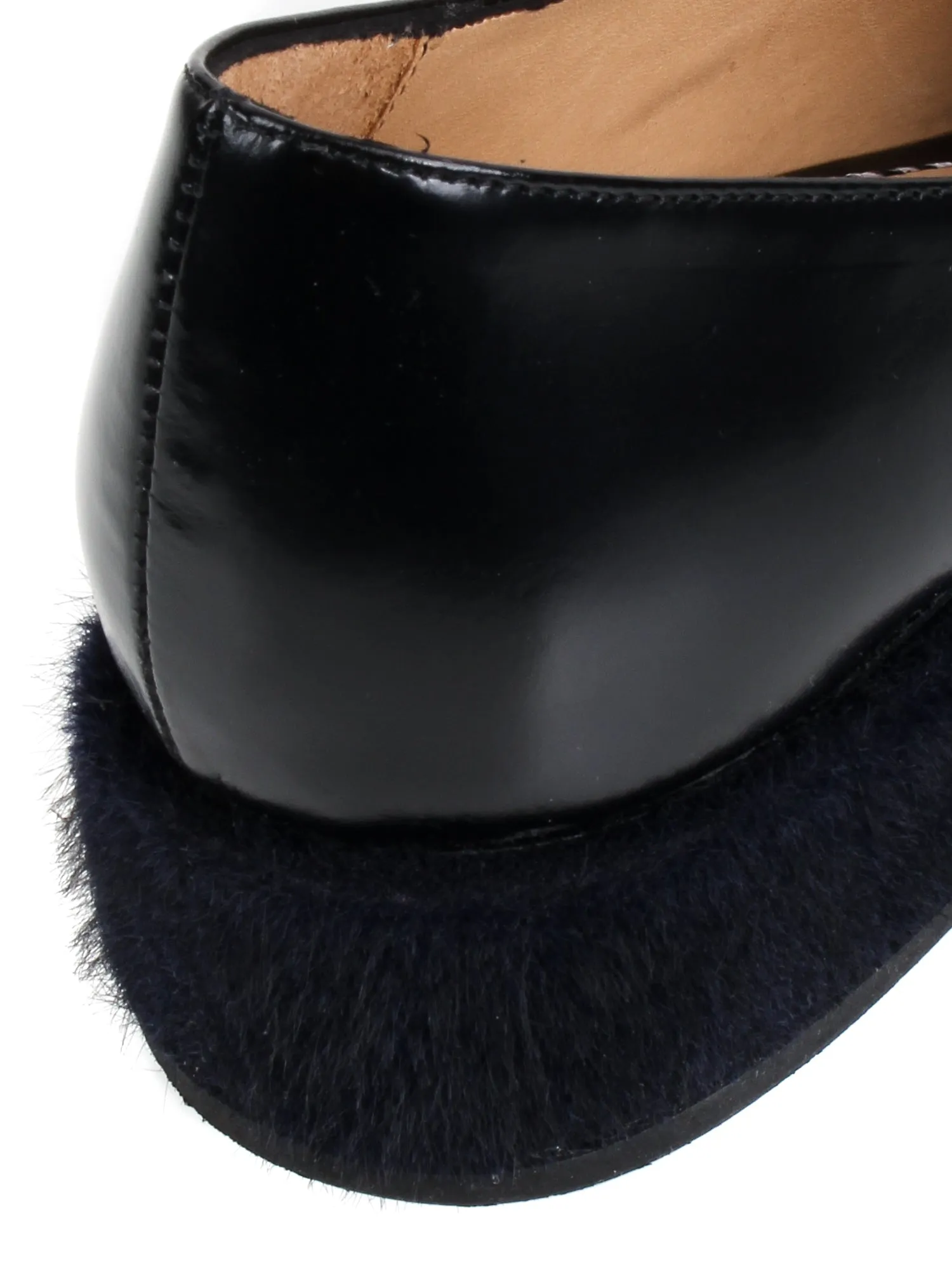 Cut Out Monk Shoe Fur Heel