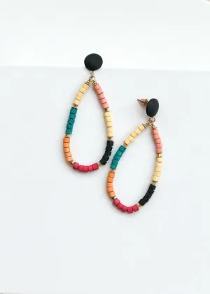 El Nido Wooden Beaded Hoops - Multi