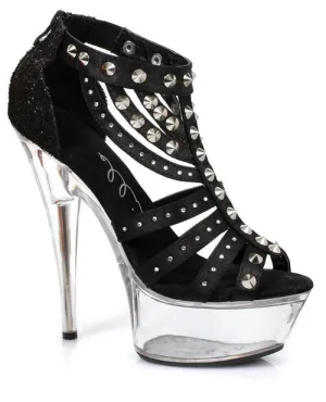 Ellie Shoes Trinity 6" W-spikes And Glitter Platform Black Ten