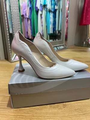 Emis Ivory Medium Heel Court Shoe