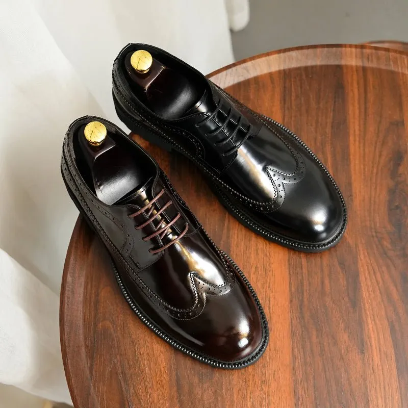 ExoticLux Cow Leather Glossy Oxford Dress Shoes