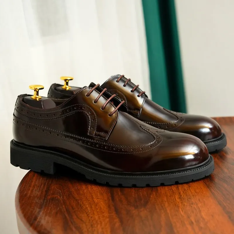 ExoticLux Cow Leather Glossy Oxford Dress Shoes