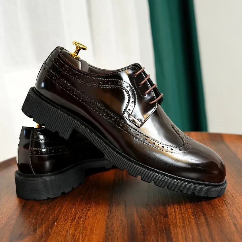 ExoticLux Cow Leather Glossy Oxford Dress Shoes