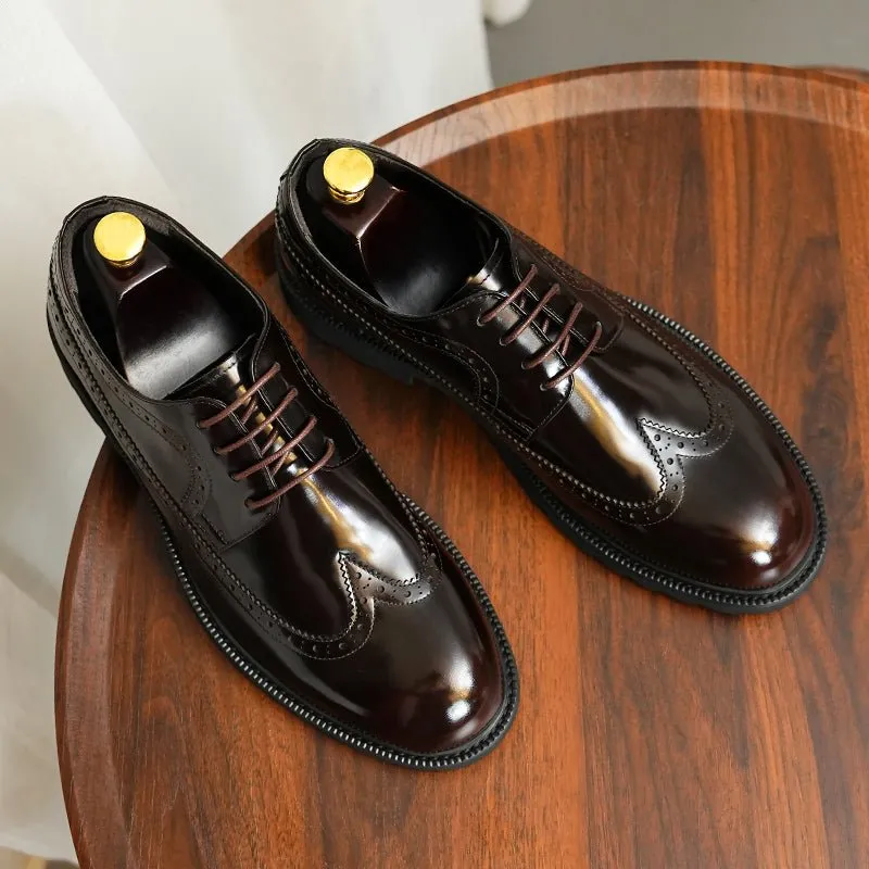 ExoticLux Cow Leather Glossy Oxford Dress Shoes