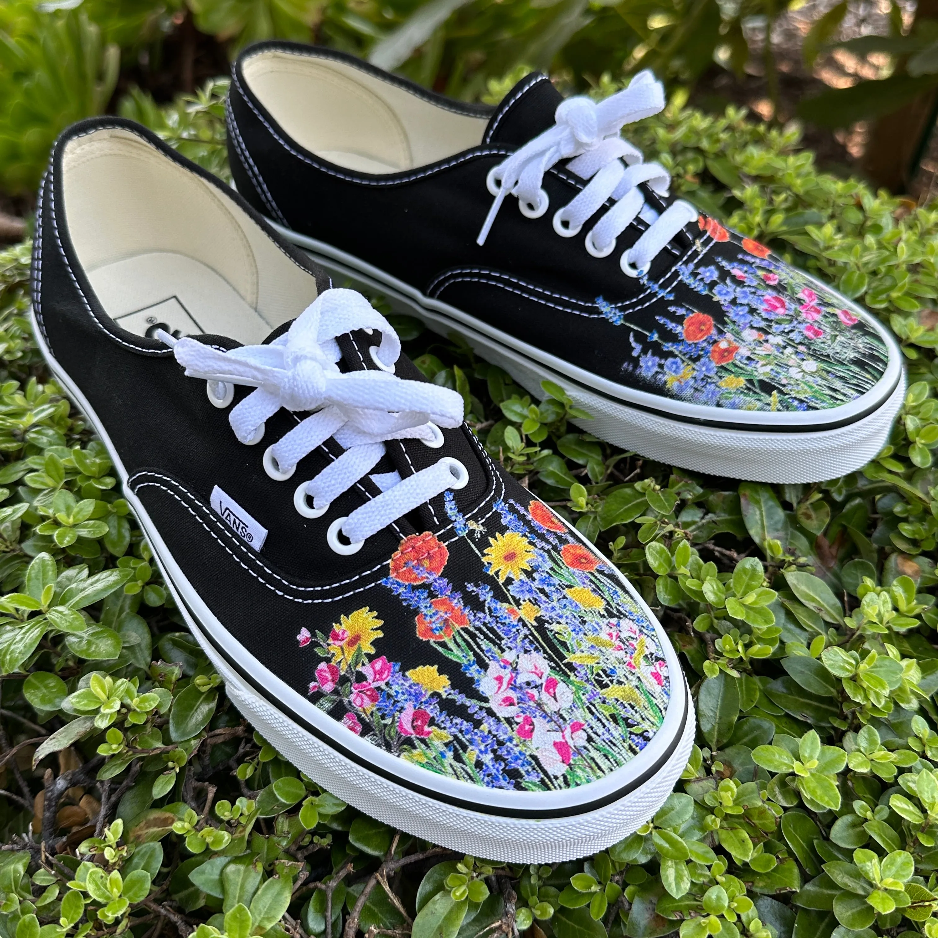 Flower Field Vans Authentic Shoes for Women and Men