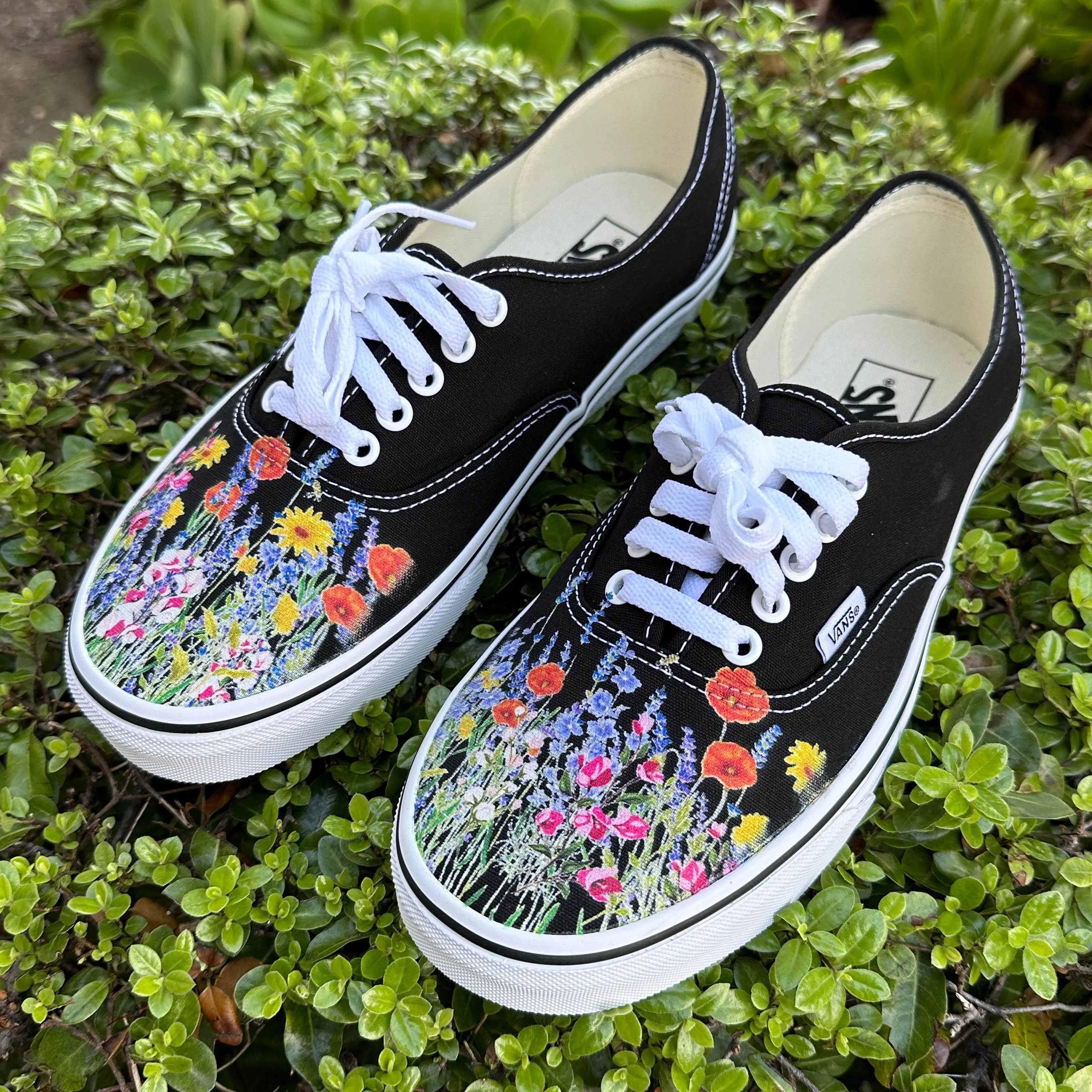 Flower Field Vans Authentic Shoes for Women and Men