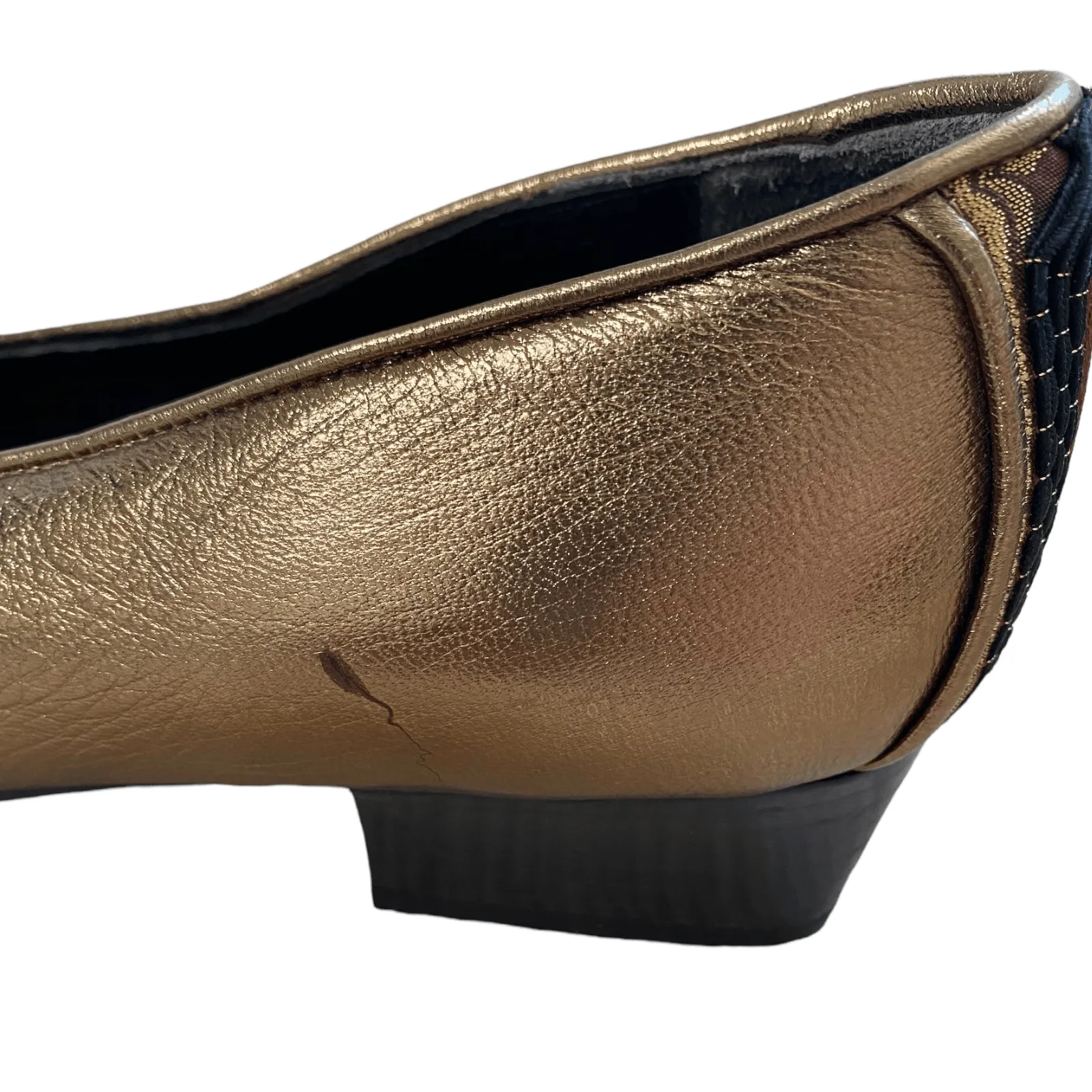 Gilda Ferego Leather Court Shoe Gold UK 6 EU 38