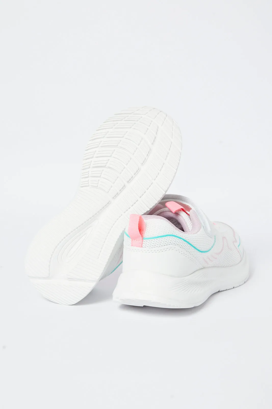 Girls White Velcro Strap Trainer