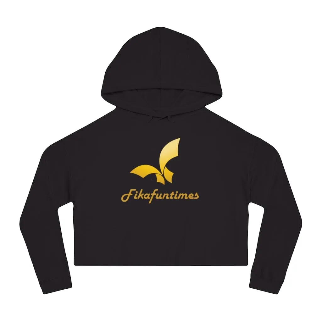 Gold Print Fikafuntimes Crop Top Hoodie