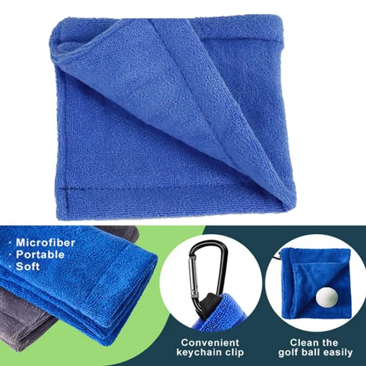 Golf Ball Cleaning Utility Towel Wet And Dry Used Golf Cleaning Terry Towel With Hook(Blue)