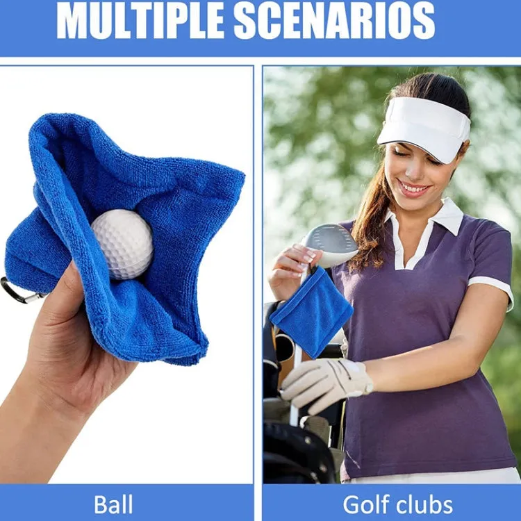 Golf Ball Cleaning Utility Towel Wet And Dry Used Golf Cleaning Terry Towel With Hook(Blue)