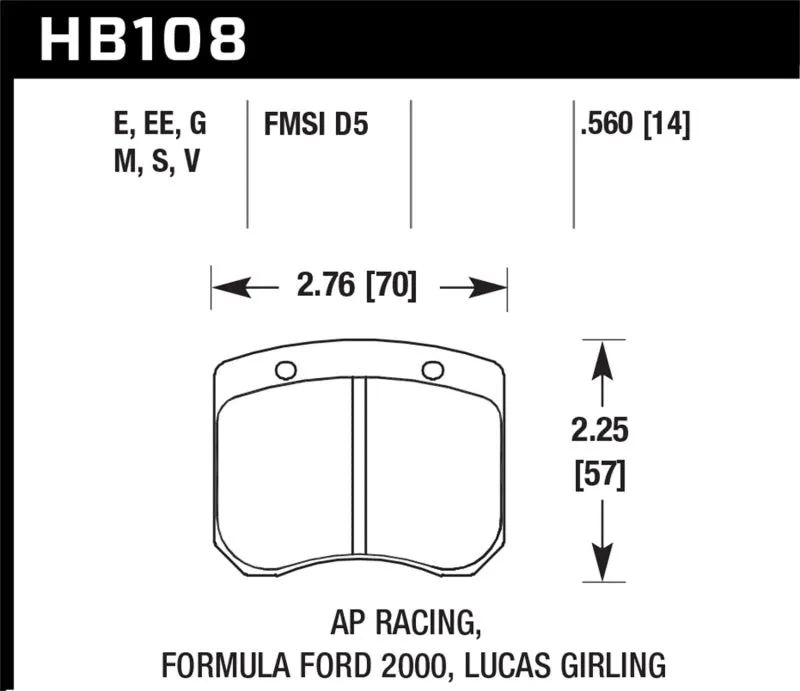 Hawk DTC-60 Race Brake Pads - AP Racing/FF 2000 14mm - HB108G.560