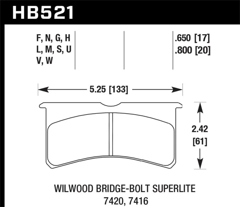 Hawk DTC-60 Race Brake Pads - Wilwood Superlite 4/6 Forged - HB521G.800