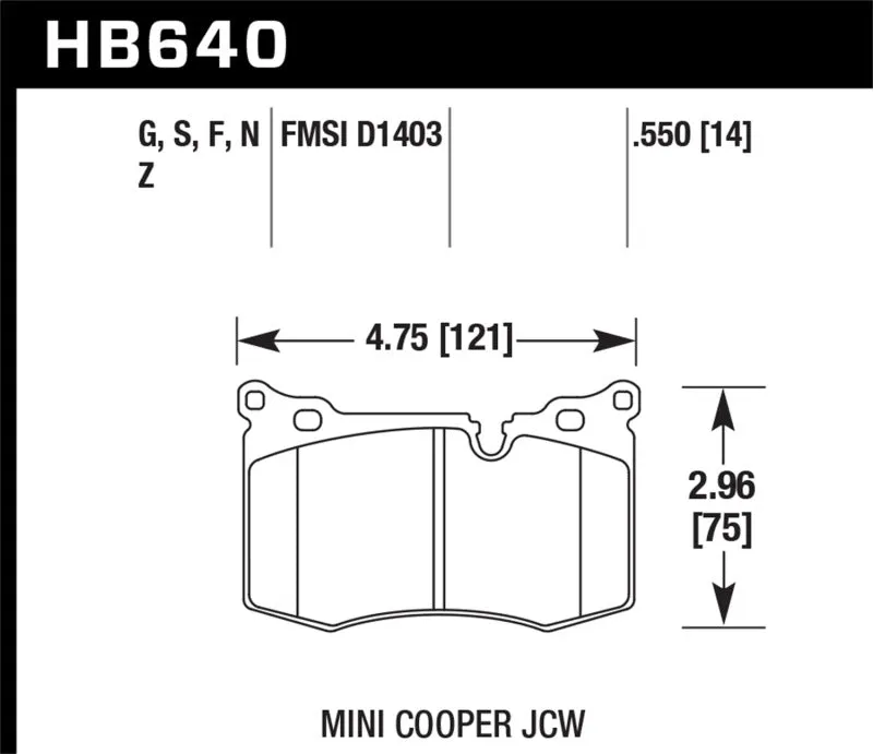 Hawk DTC-60 Race Front Brake Pads - 09-15 Mini Cooper John Cooper Works - HB640G.550