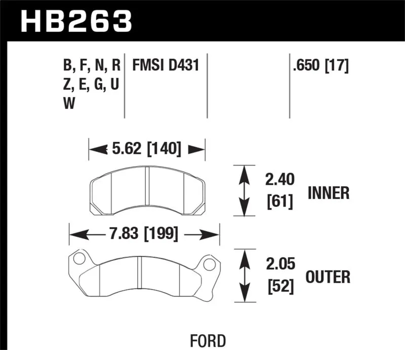 Hawk DTC-60 Race Front Brake Pads - 87-93 Ford Mustang GT/LX - HB263G.650