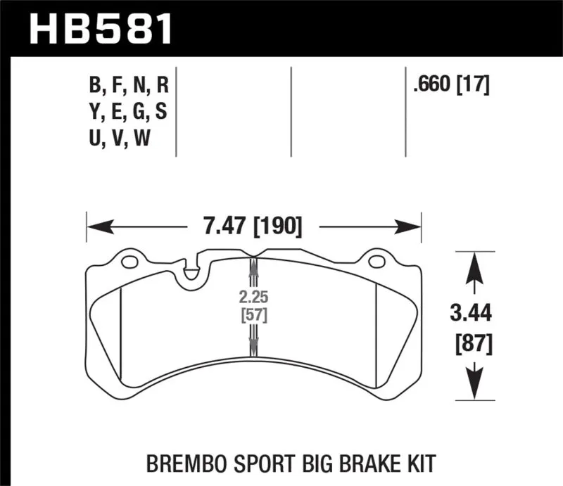 Hawk DTC-60 Rear Brake Pads - Brembo BBK - HB581G.660